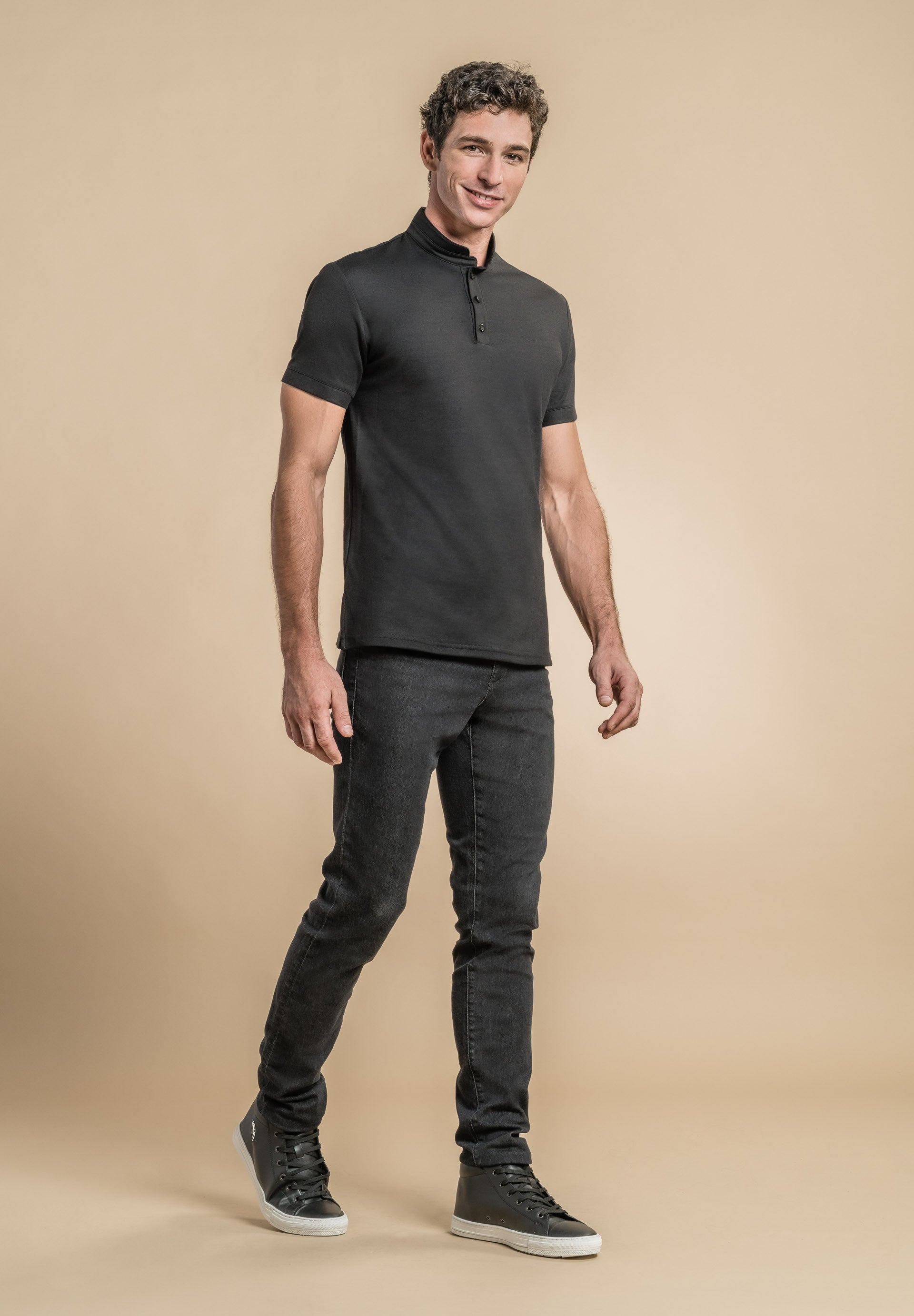 Polo manches courtes - AGUA - Noir