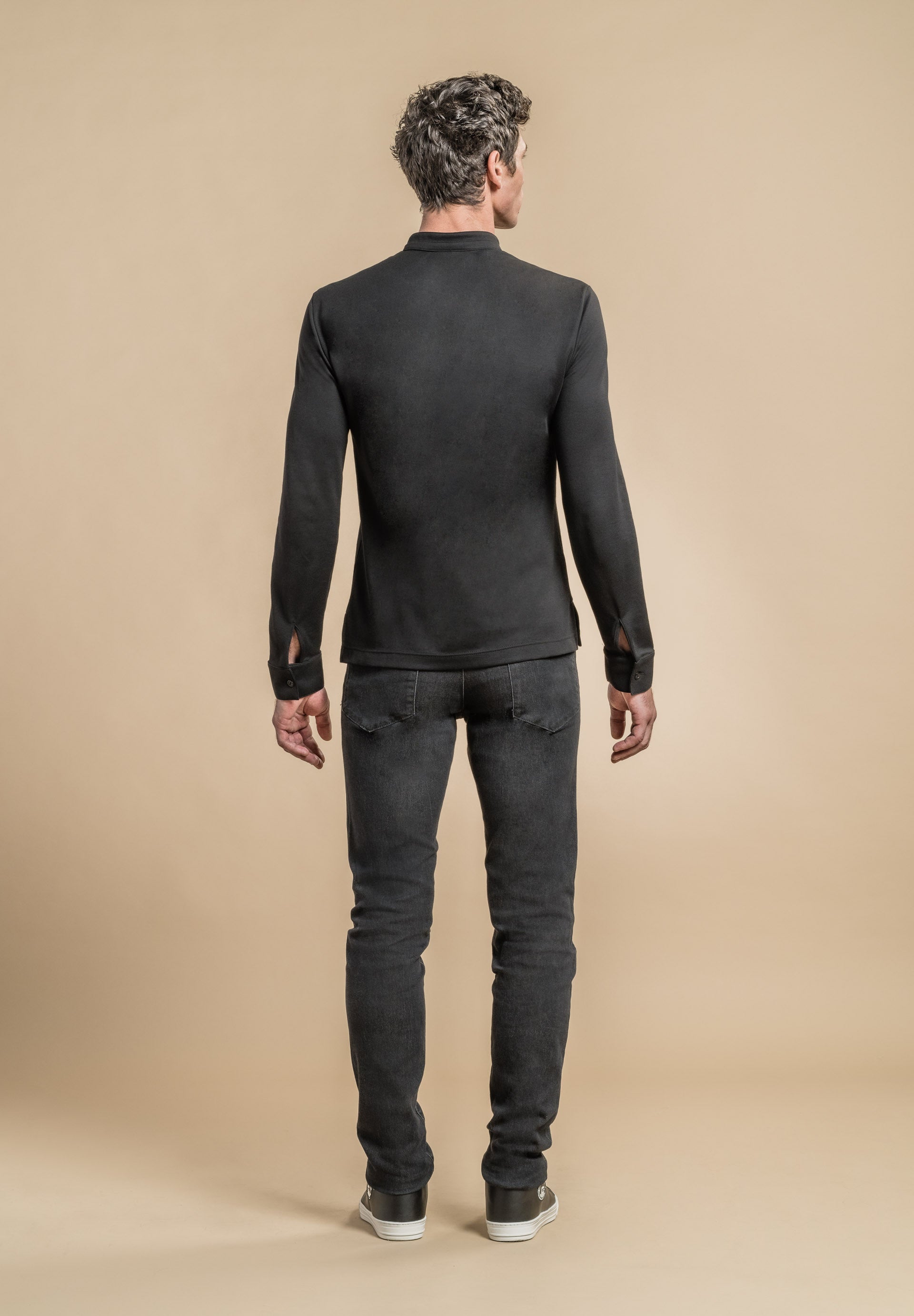 Polo manches longues - AGUA - Noir