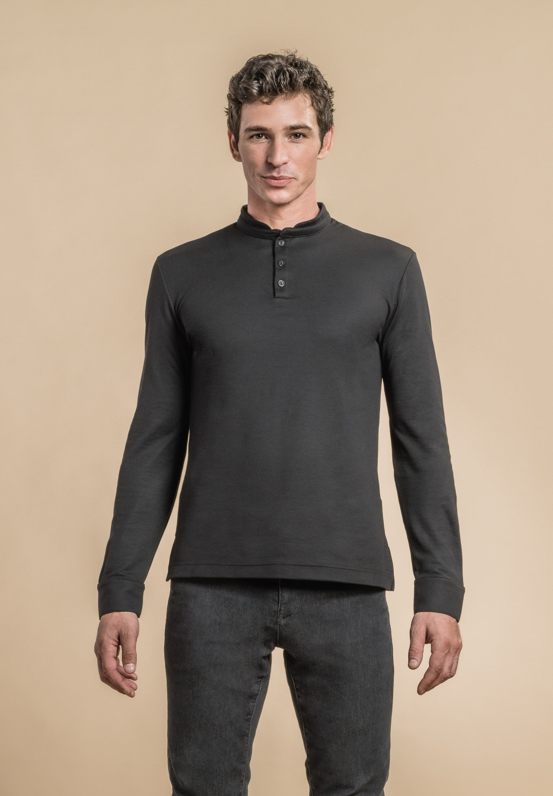 Polo manches longues - AGUA - Noir