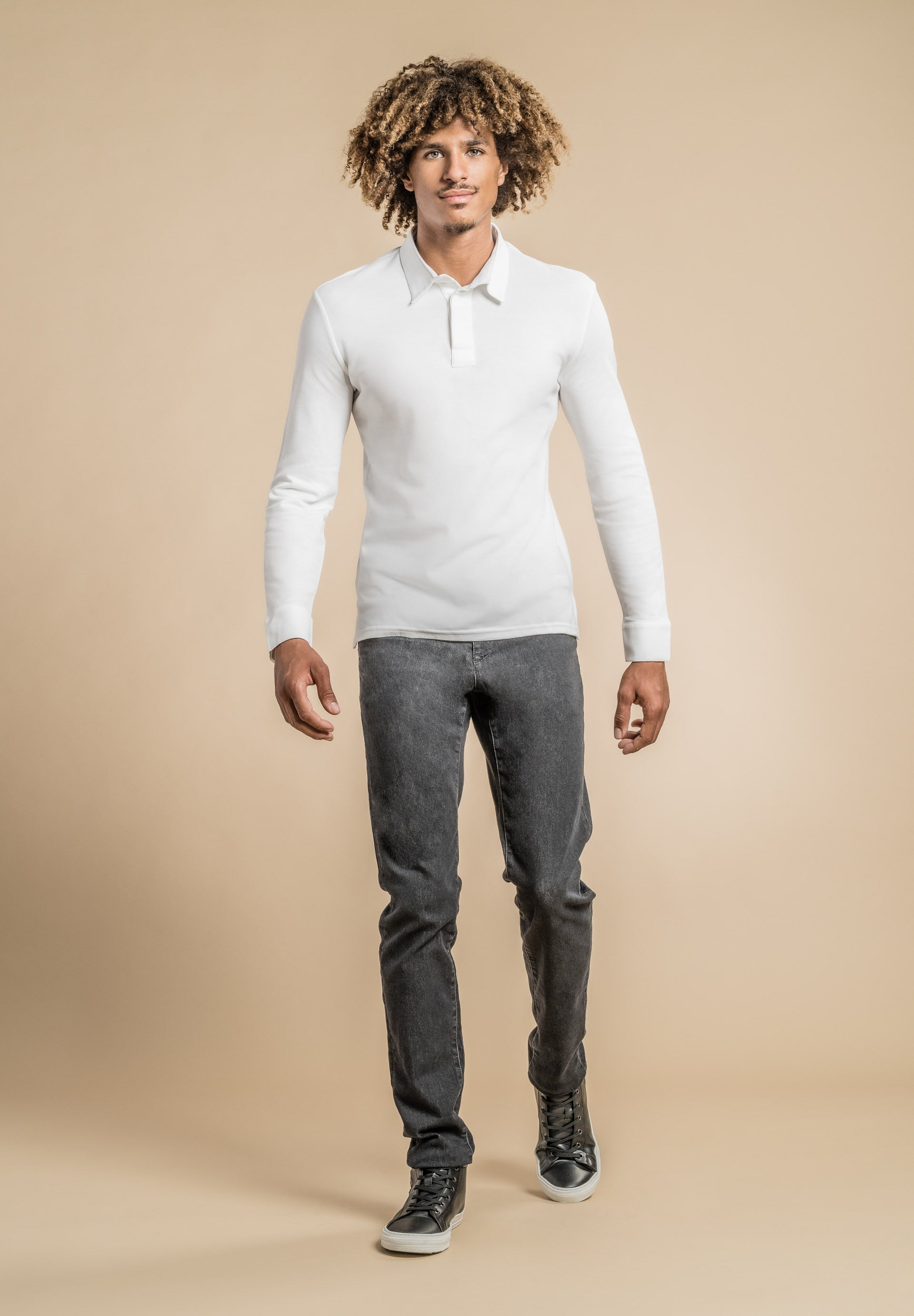 Polo manches longues - OXO - Blanc