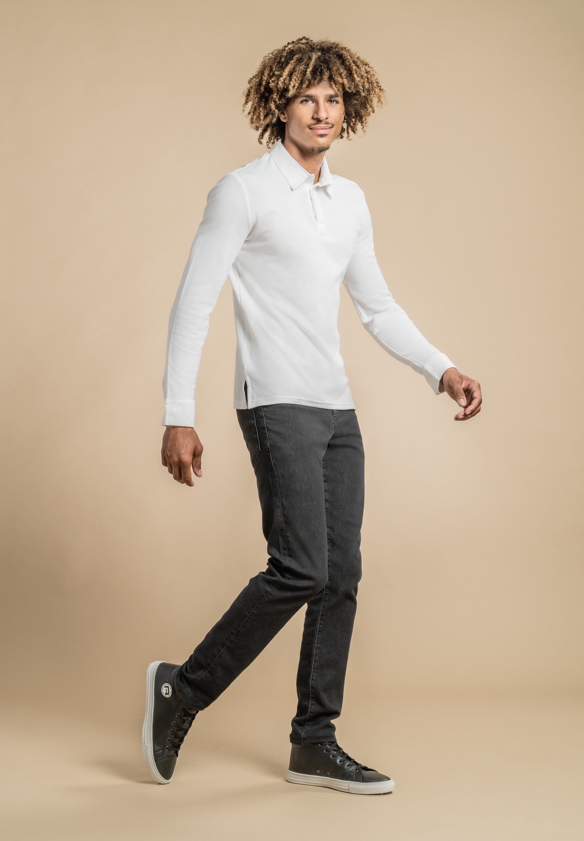 Polo manches longues - OXO - Blanc