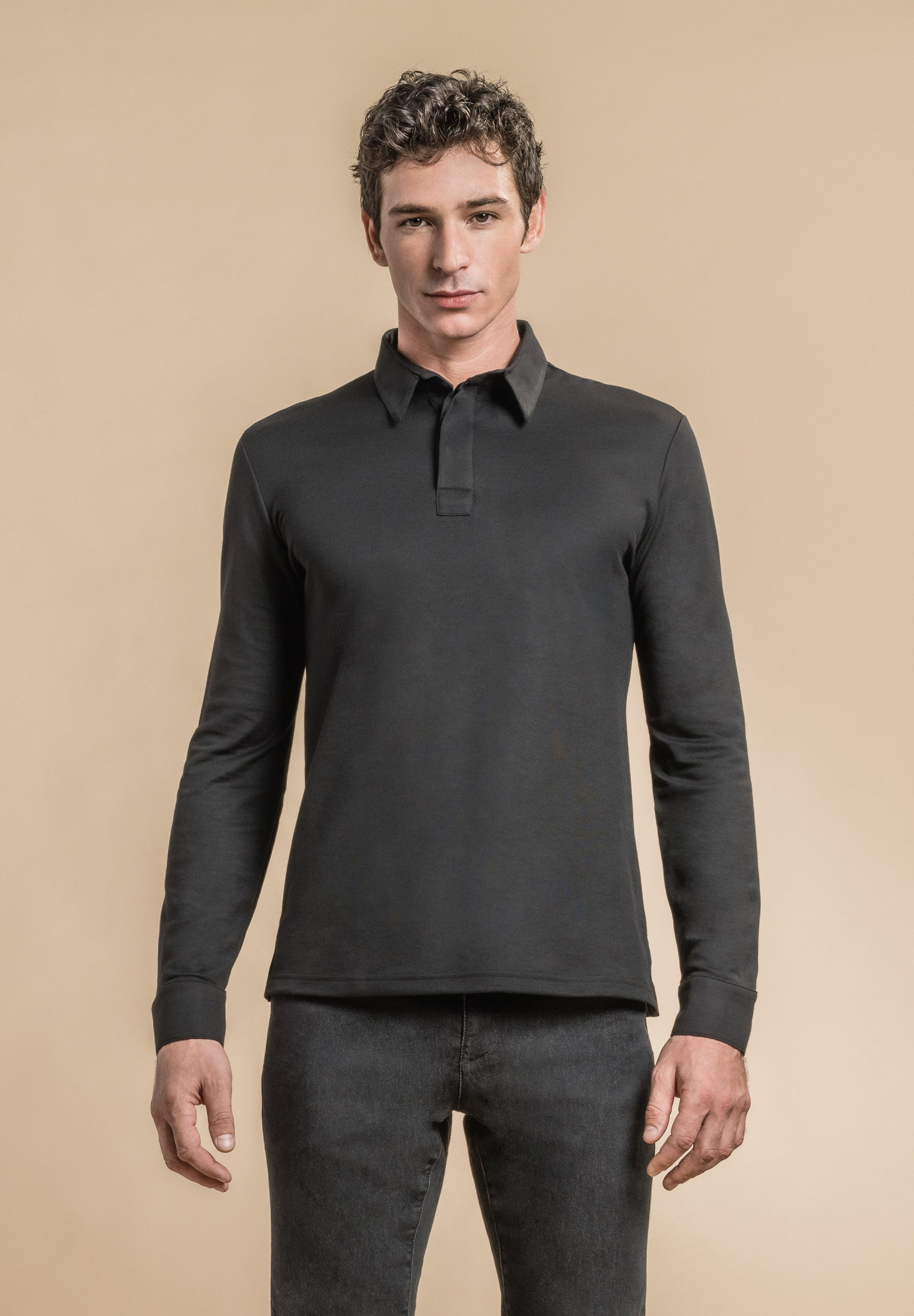 Polo manches longues - OXO - Noir